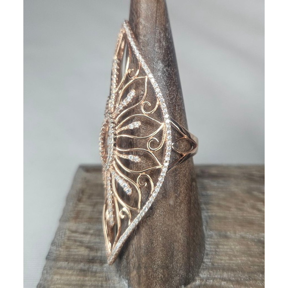 18k Gold Vermeil Over Sterling Silver Ornate Openwork Filigree Ring Sz 7 NWT - Picture 3 of 11